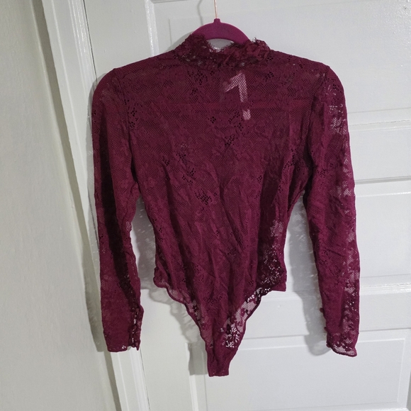 Victoria's Secret Dream Angels Lace Bodysuit Maroon Red Medium - Picture 5 of 12